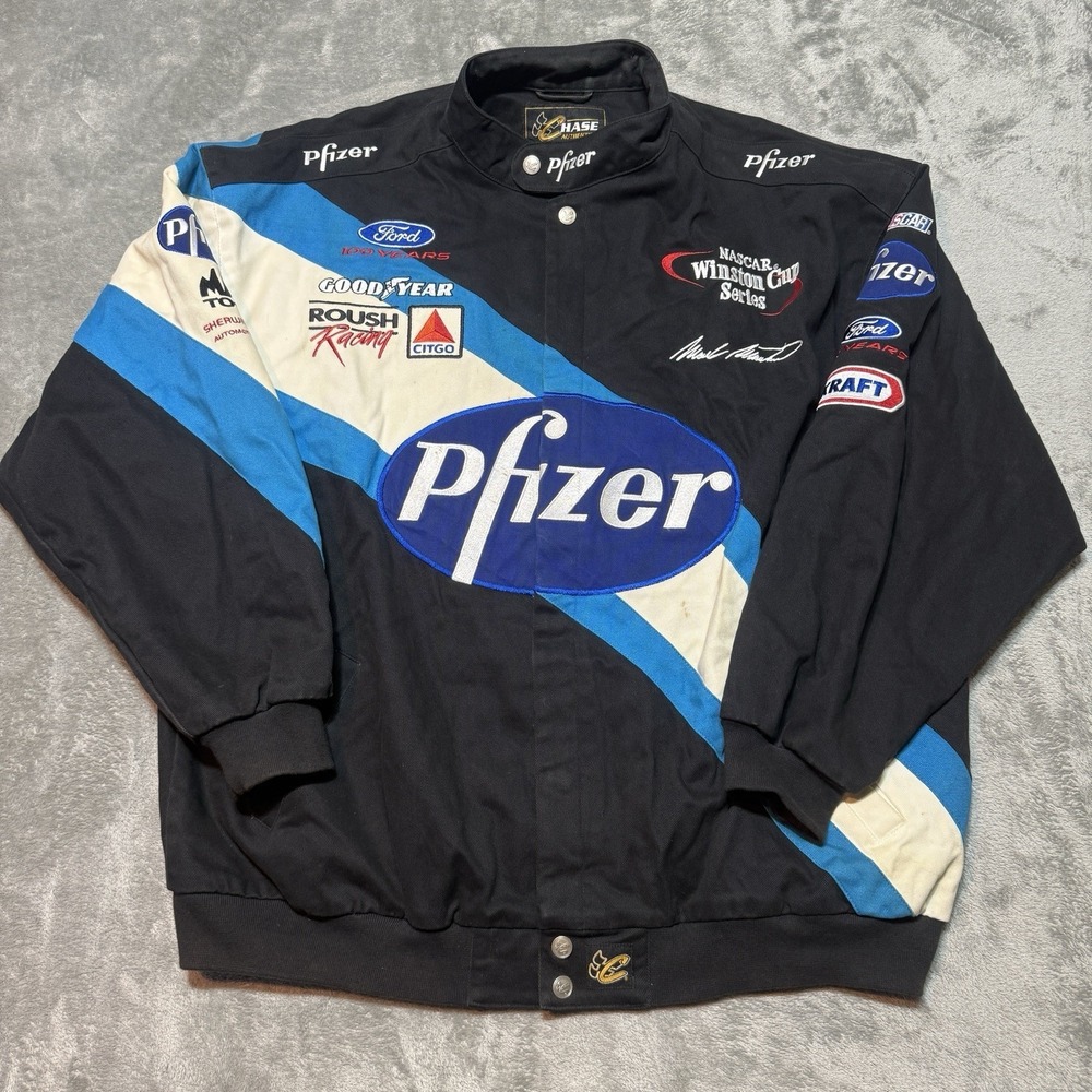 Vintage‎ Mark Martin Pfizer NASCAR Racing Jacket Chase Authentics Ford Roush XXL